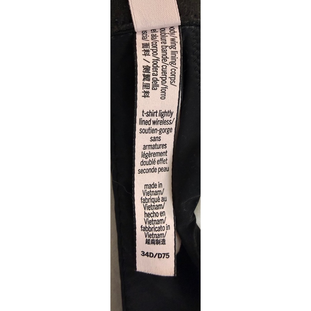 Victoria's Secret T-Shirt Lightly Lined Wireless Bra Black Logo Strap Sz‎ 34D - Picture 11 of 12